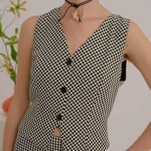 Riley Vest LISA SAYS GAH - Black/Ivory Check - Small Only